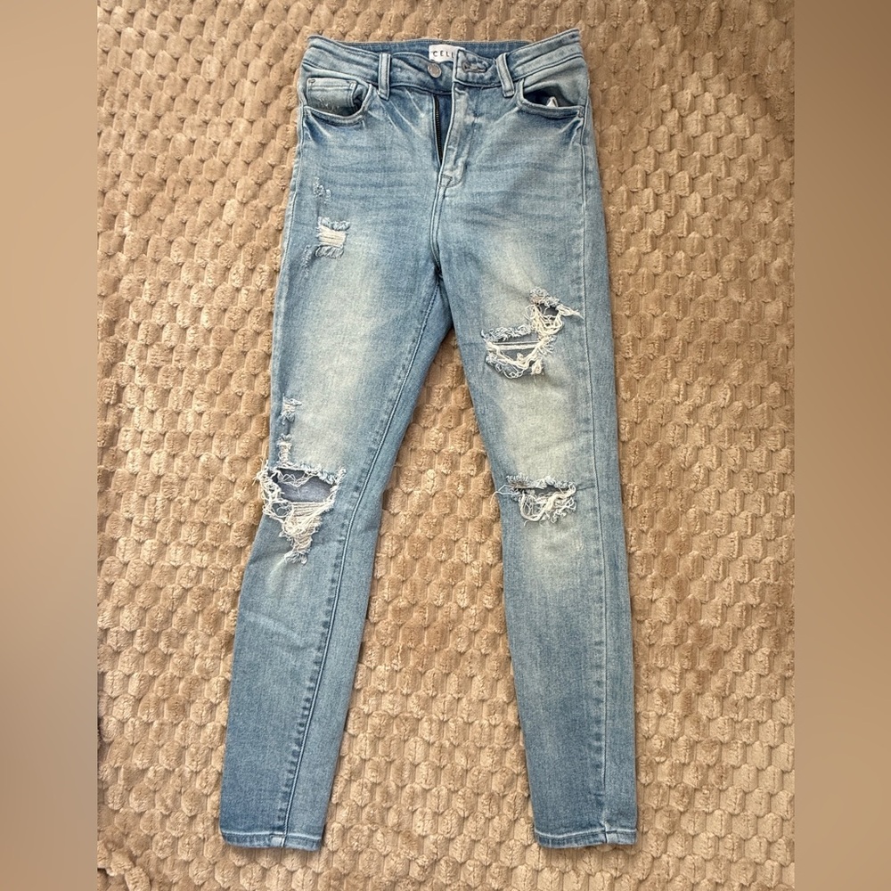 Women's Distressed Blue Jeans